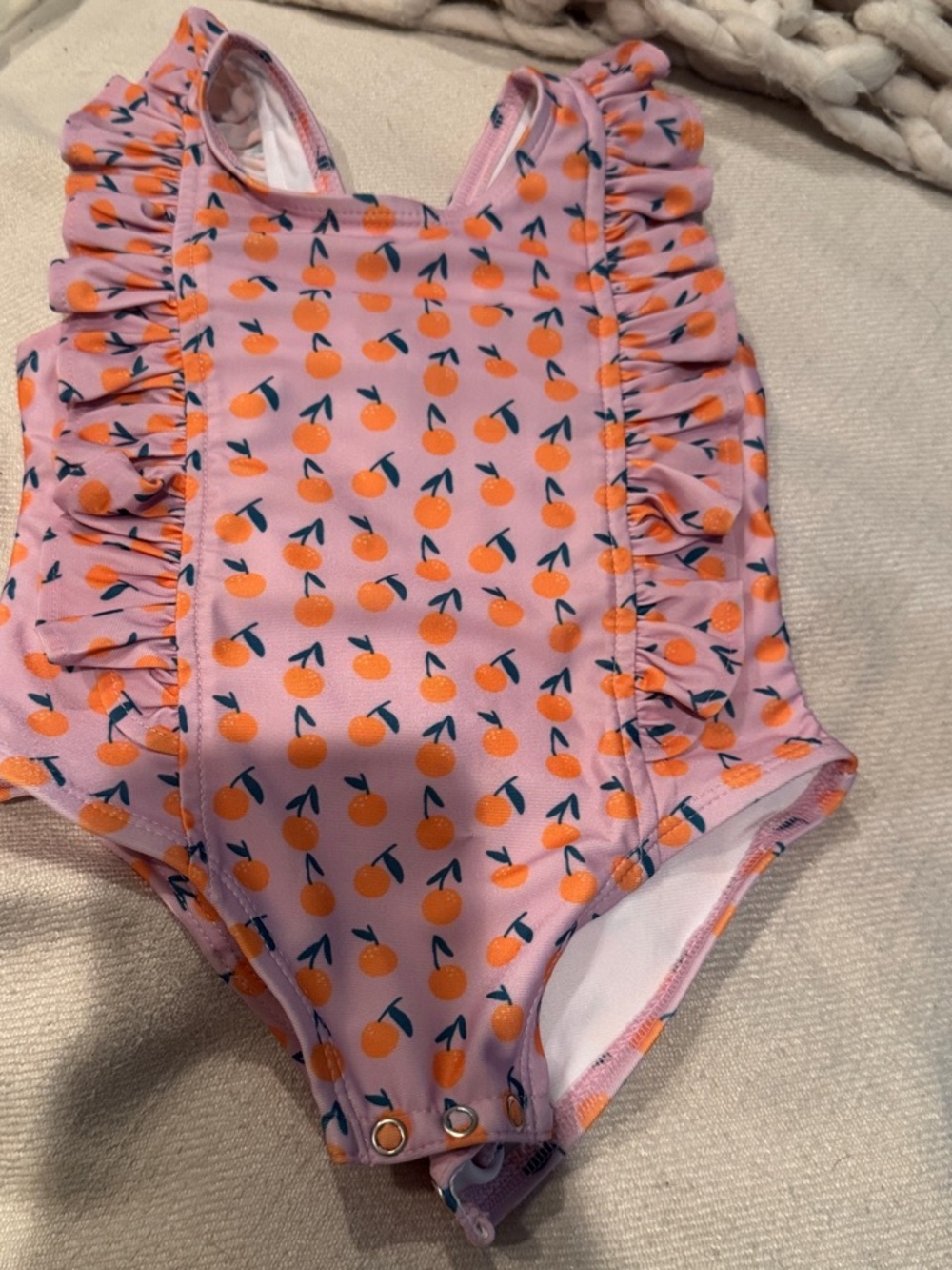 Pink Orange Print Ruffled One-Piece Swimsuit